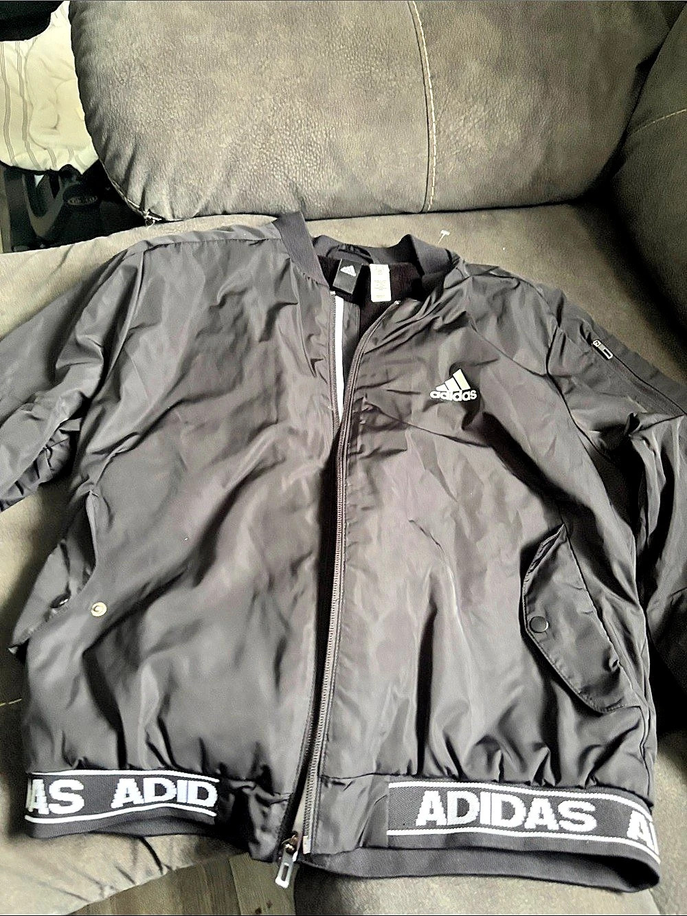 adidas Black Bomber Jacket Waist Medium